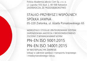 Certyfikat ISO-9001, ISO-14001